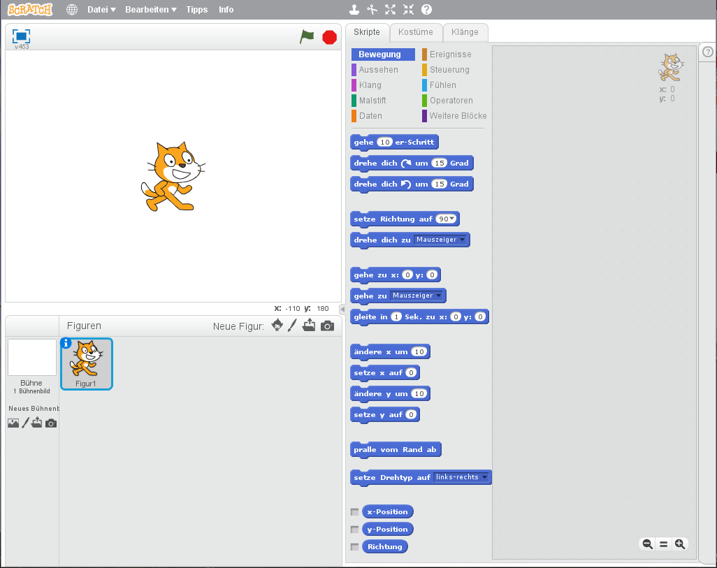 Die Programmierumgebung von Scratch 2.0 (offline und online)