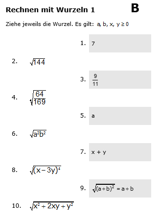 Rechnen mit Wurzeln