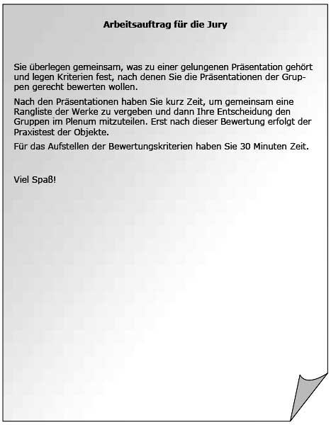 Arbeitsauftrag für die Jury