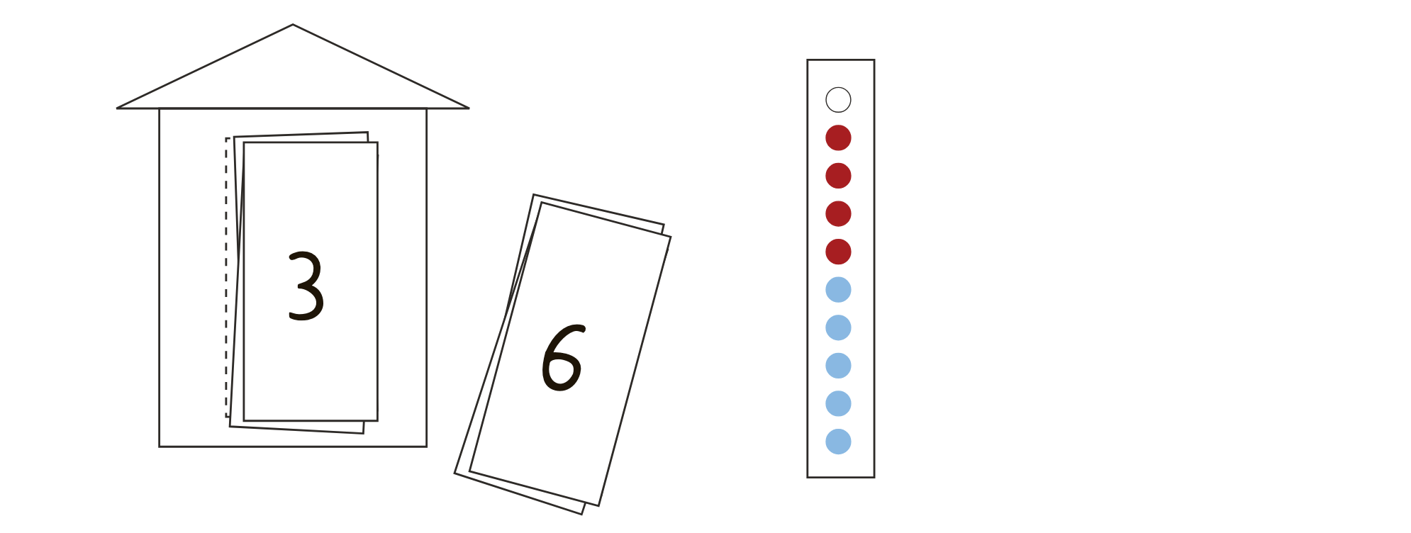 Punktestreifen und Häuschen