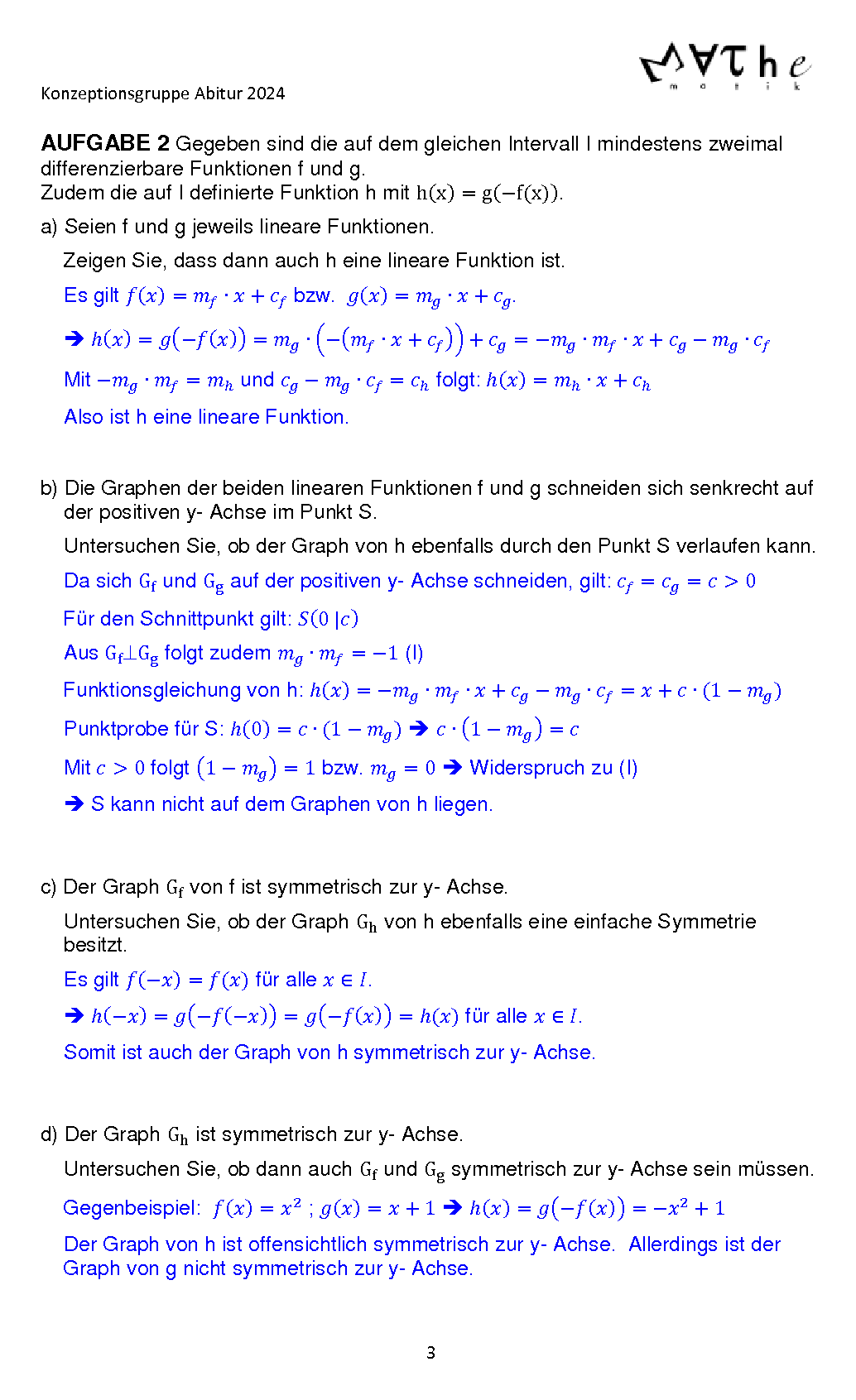 Beispiele für Übungsaufgaben in Analysis: Lösungen, Seite 3