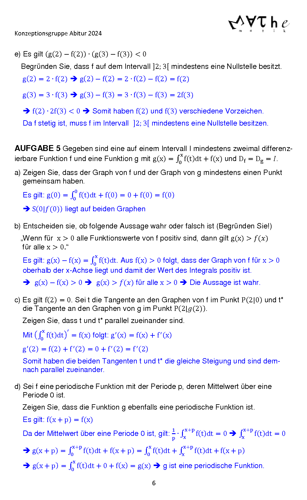 Beispiele für Übungsaufgaben in Analysis: Lösungen, Seite 6