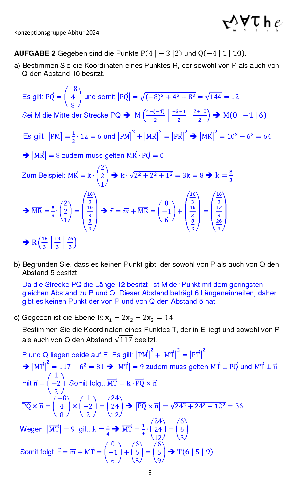 Beispiele für Übungsaufgaben in Geometrie: Lösungen, Seite 3