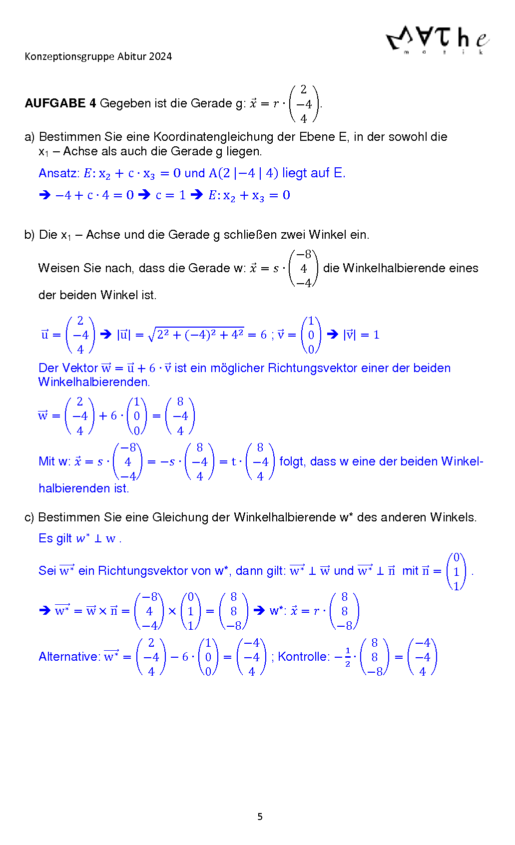 Beispiele für Übungsaufgaben in Geometrie: Lösungen, Seite 5