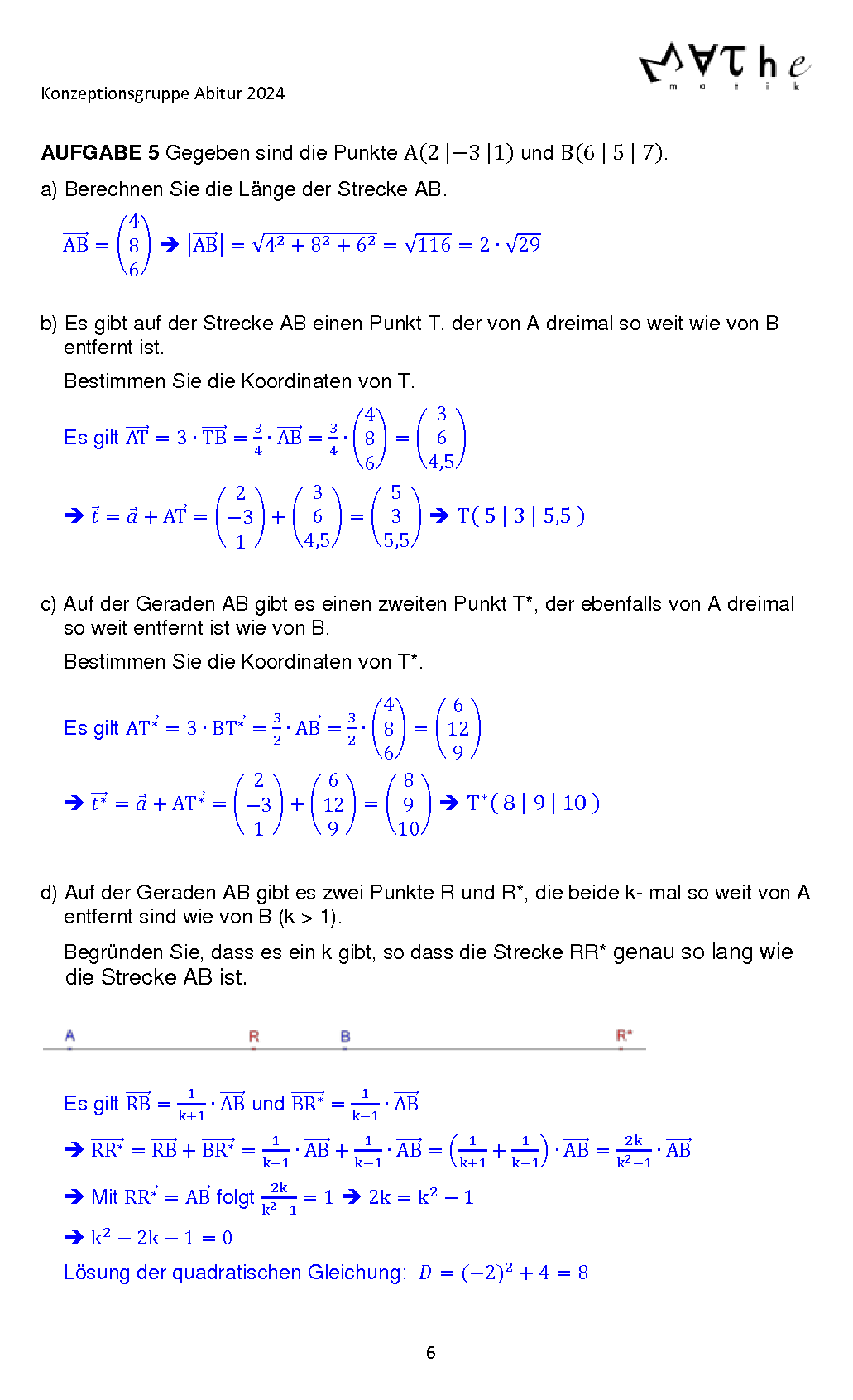Beispiele für Übungsaufgaben in Geometrie: Lösungen, Seite 6