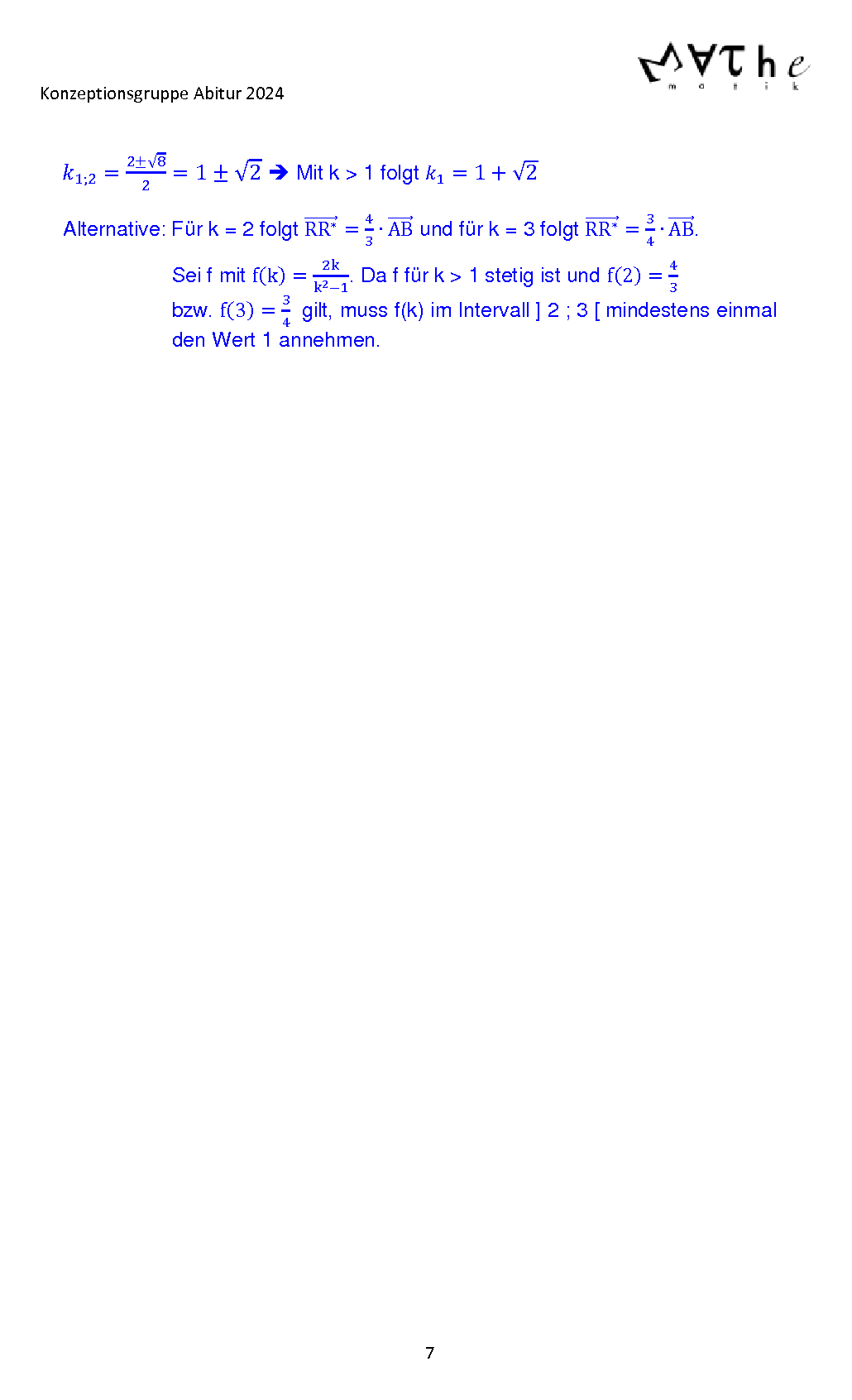Beispiele für Übungsaufgaben in Geometrie: Lösungen, Seite 7