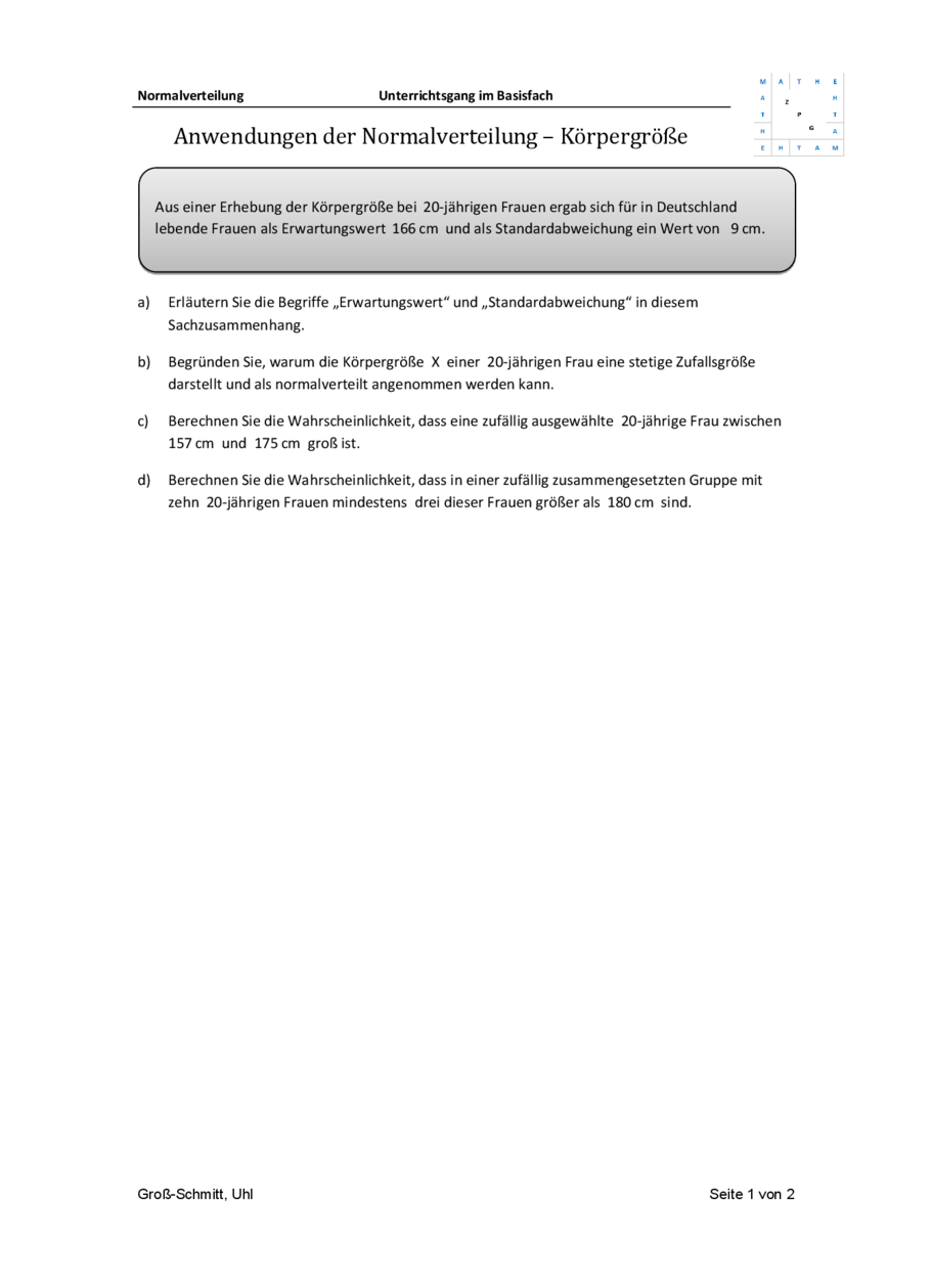 Übung: Körpergröße, Seite 1