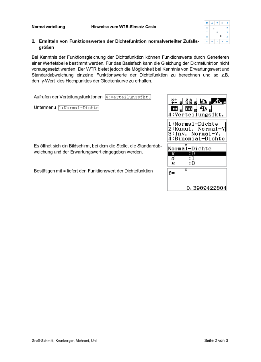 Hinweise zum Einsatz des Casio, Seite 2