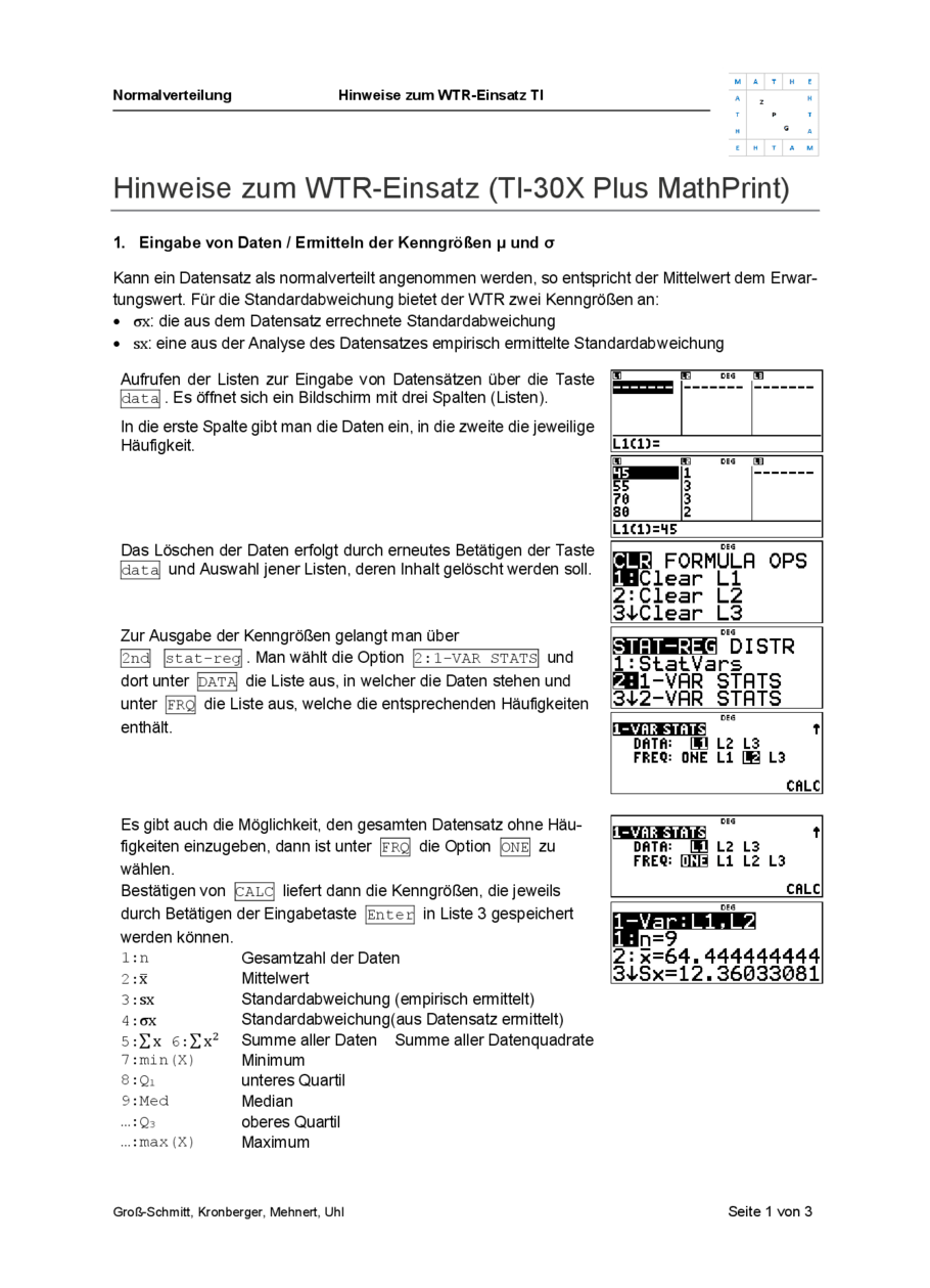 Hinweise zum Einsatz des TI, Seite 1