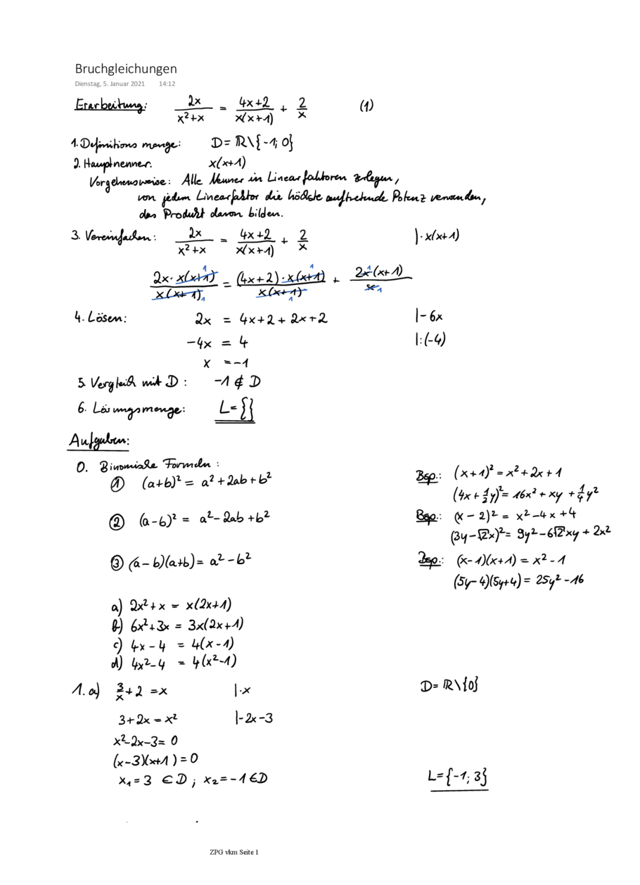 Lösung: Handschriftlich, Seite 1