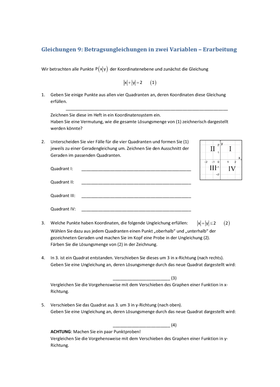 Betragsgleichungen mit zwei Variablen, Seite 1