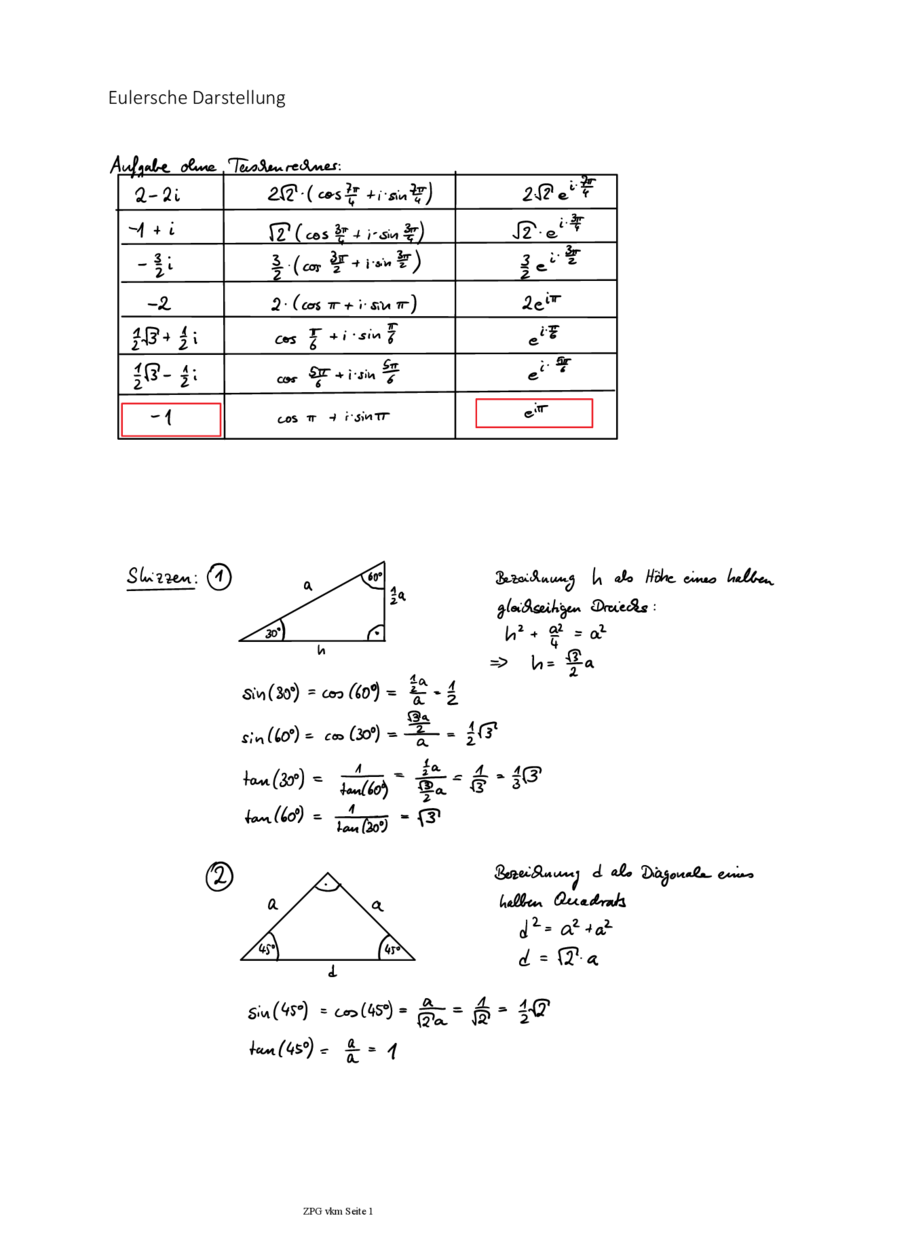 Lösung: Die Eulersche Darstellung komplexer Zahlen, Seite 1
