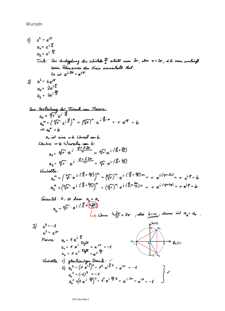 Lösung: Wurzeln aus komplexen Zahlen, Seite 1