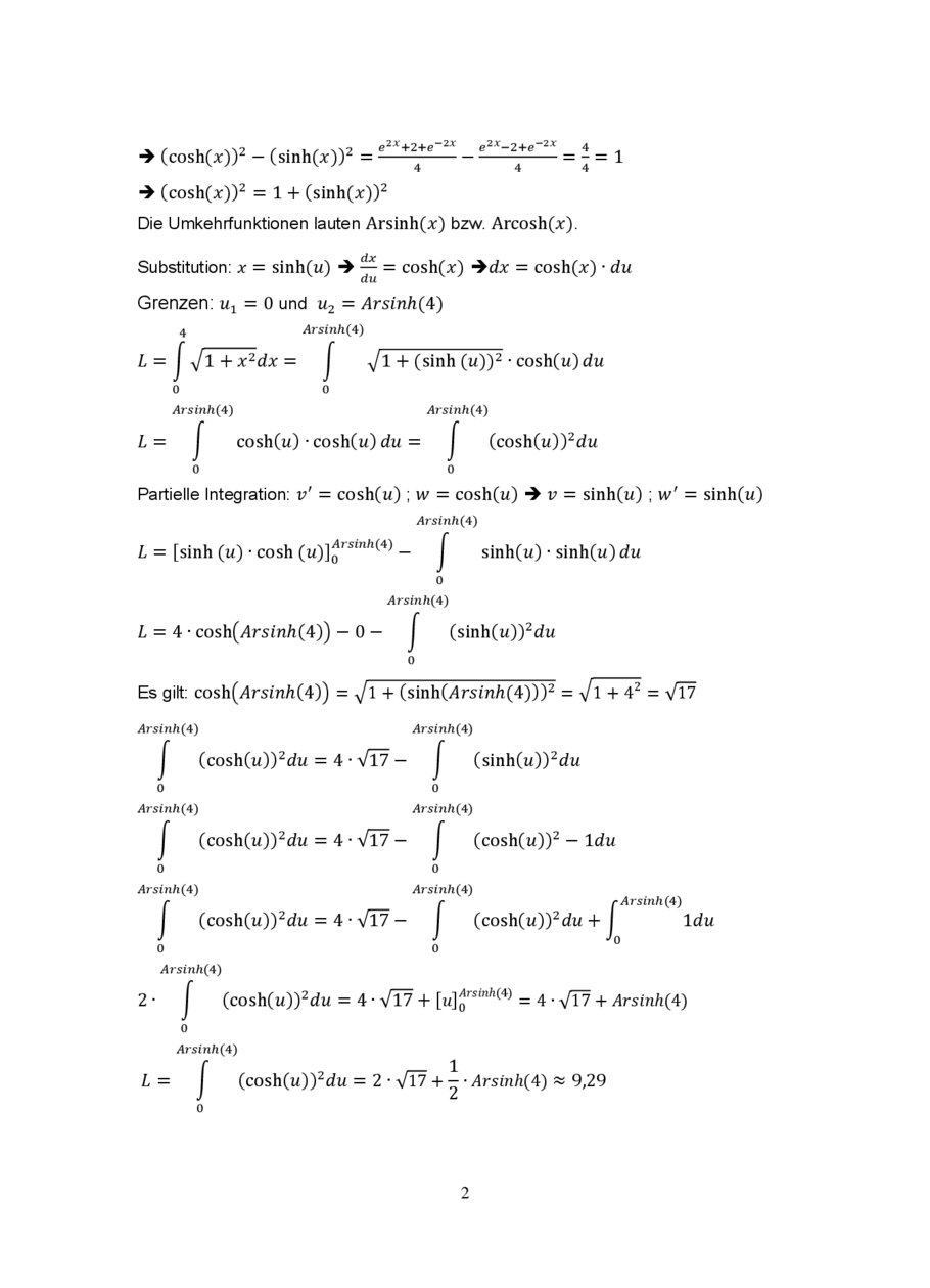 Exakte Berechnung des Parabelbogens, Seite 2