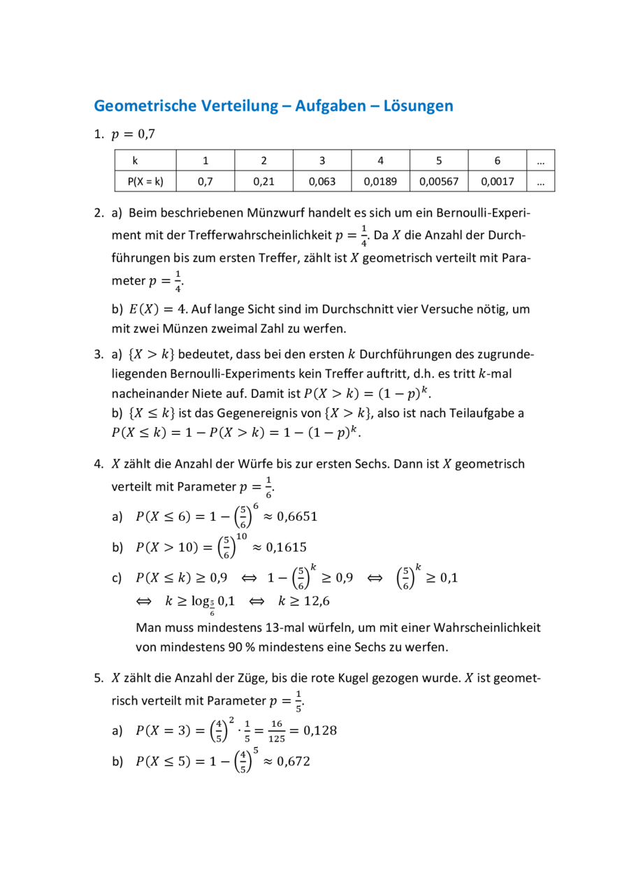 Geometrische Verteilung: Lösung, Seite 3