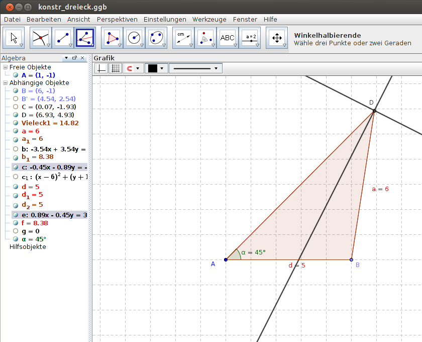 GeoGebra: Konstruktion Inkreis