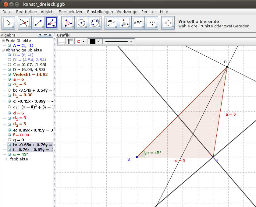 GeoGebra: Konstruktion Inkreis