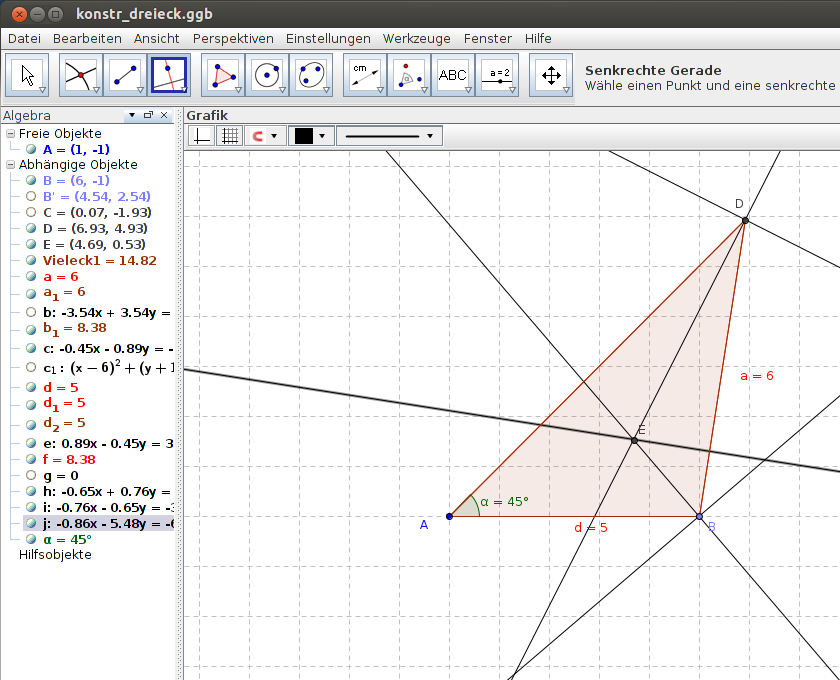 GeoGebra: Konstruktion Inkreis