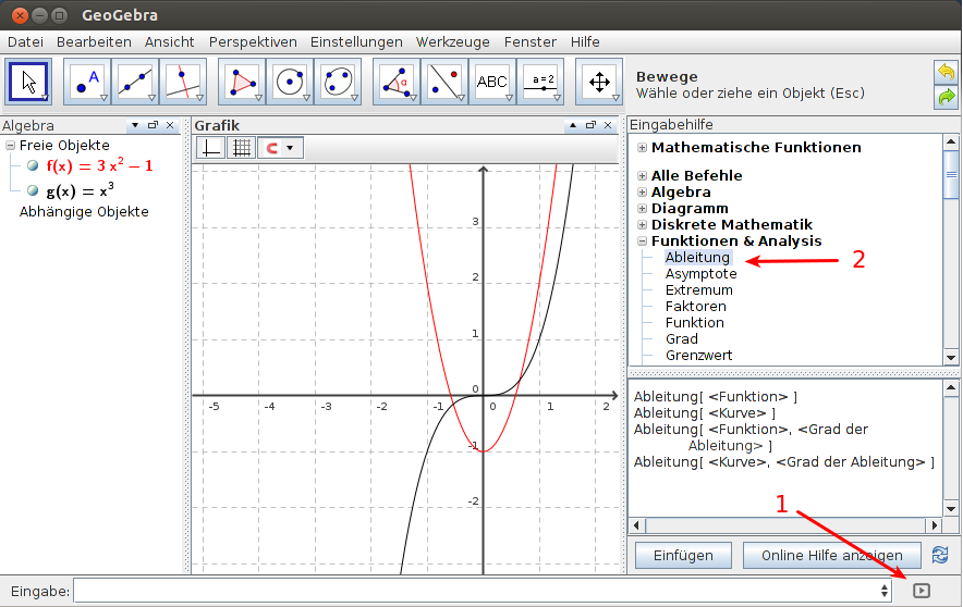 GeoGebra: Eingabehilfe