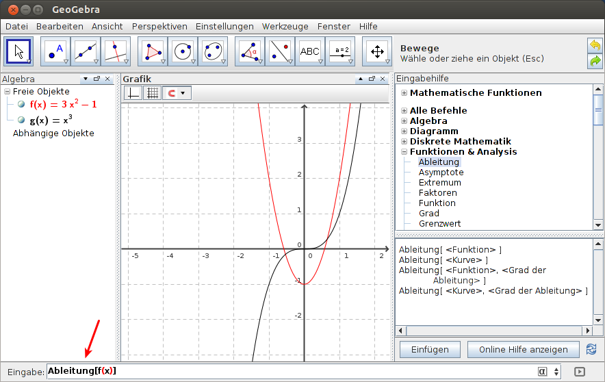 GeoGebra: Eingabe ergänzen