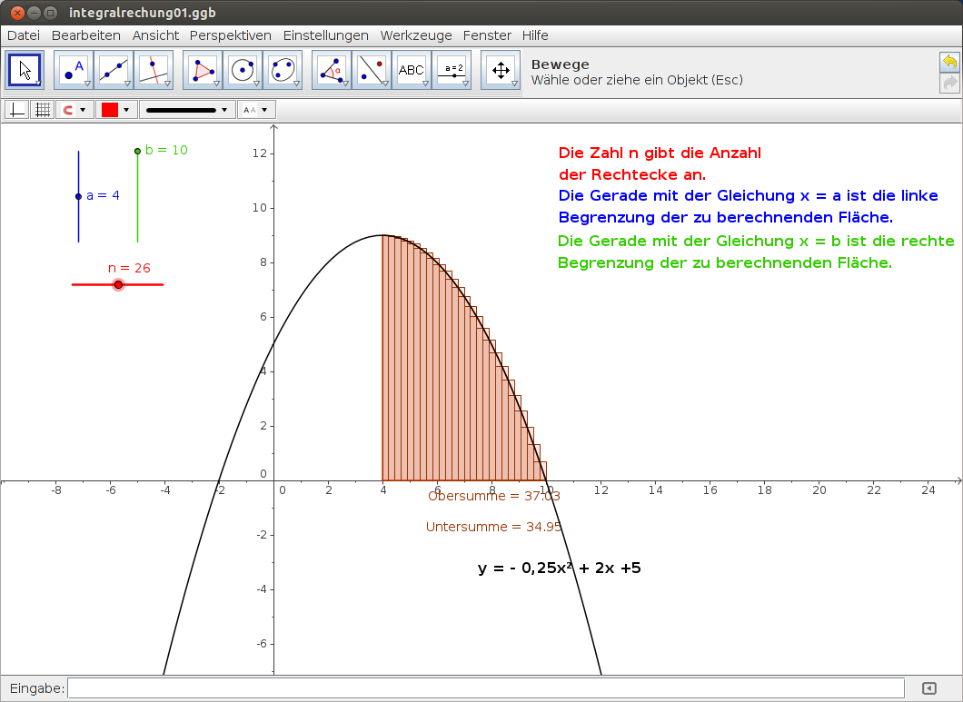 GeoGebra: Grenzen anpassen