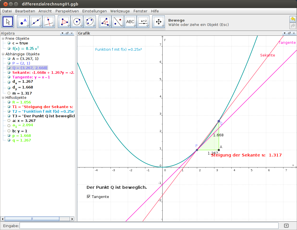 GeoGebra: Sekante und Tangente
