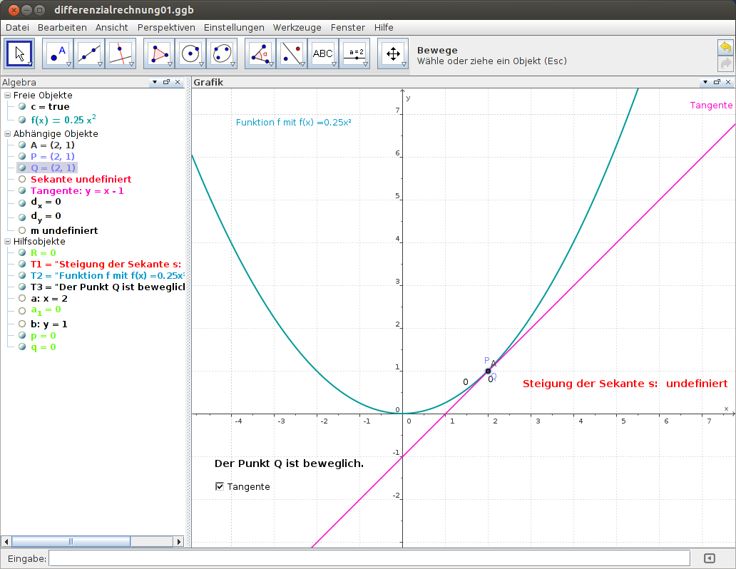 GeoGebra: Sekante gleich Tangente