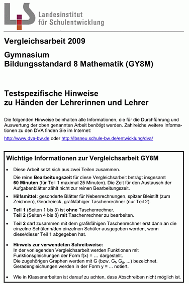 Hinweise zu Händen der Lehrer/-innen