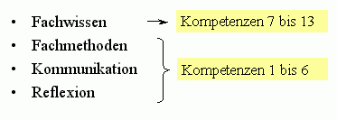 Vier Kompetenzbereiche: Kompetenzen