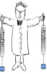 Mann mit Federpendel