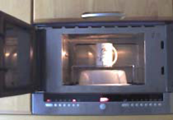 Photo offene Mikrowelle