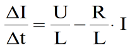 (ΔI)/(Δt)=U/L-R/L*I