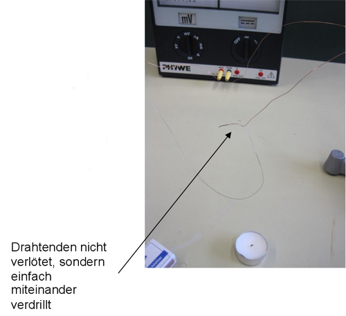 Detailaufnahme: Drähte nicht verlöten, sondern miteinander verdrillen