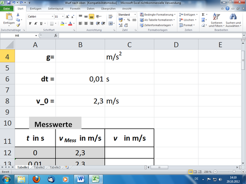 Auswertung mit Excel