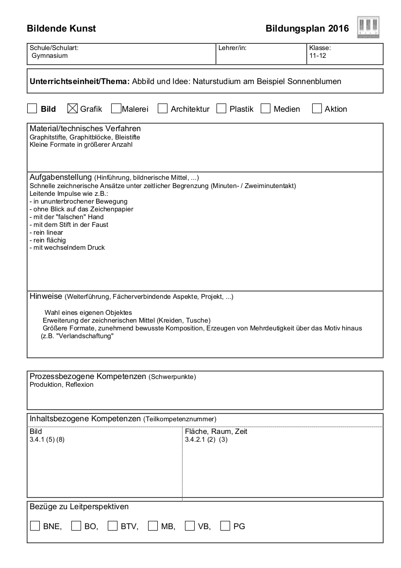Naturstudium am Beispiel Sonnenblumen