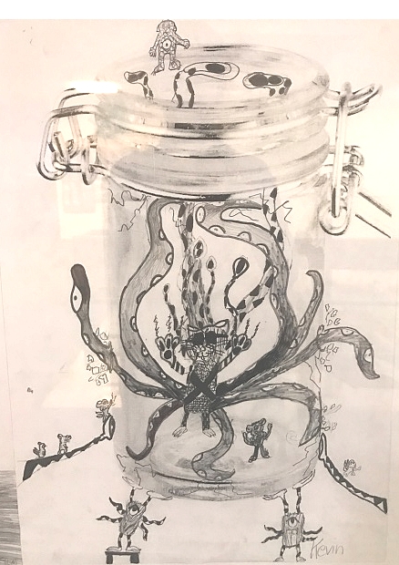 Schülerwerk von Kevin Leibfritz: Monster im Glas