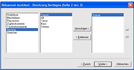 Besetzung festlegen