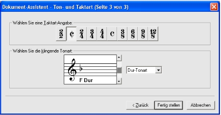Ton- und Taktart festlegen