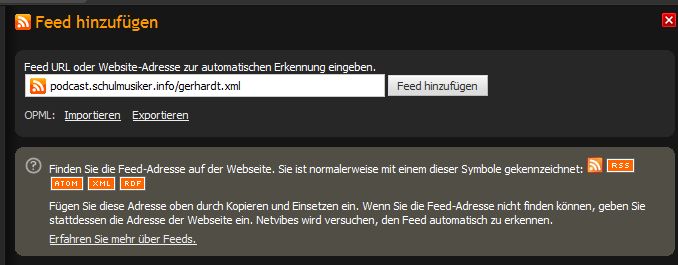 Feed hinzufügen