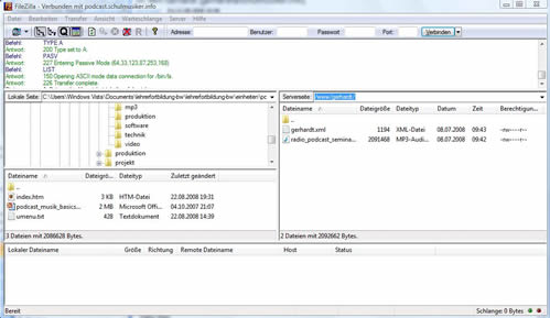 Filezilla Fenster