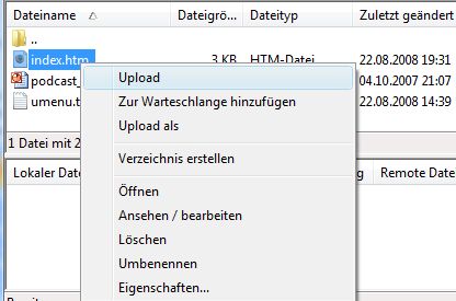 Filezilla Upload