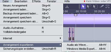 Arrangement exportieren