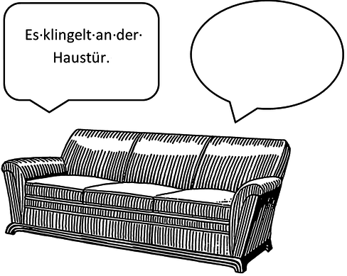 Sofa mit Sprechblasen