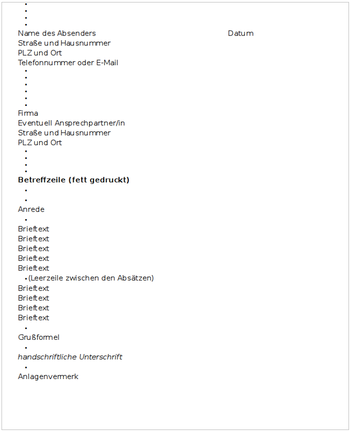 Merkblatt: Privater Geschätsbrief