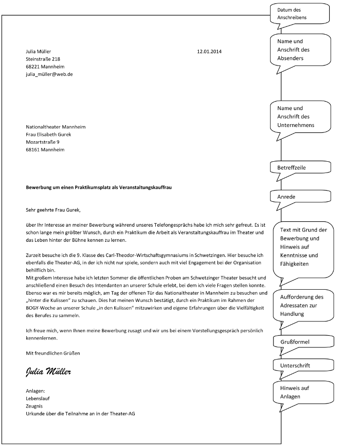 Arbeitsblatt Anschreiben Lösung