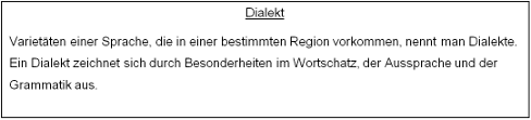 Tafelbild zu Dialekten