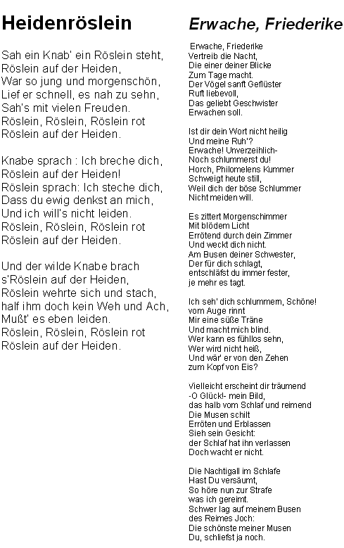 Heidenröslein /   Erwache, Friederike