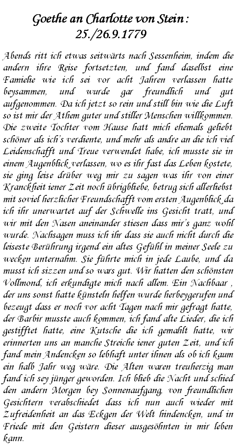 Goethe an Charlotte Stein