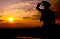 Cowboy im Sonnenuntergang