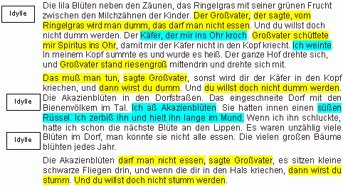 L&ouml;sung mit Hervorhebungen